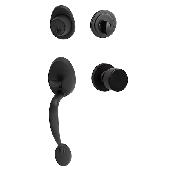 Sure-Loc Hardware Sure-Loc Hardware Alta Handleset, Bergen Round Handset Trim, Flat Black AT507-BG-RD FBL - main